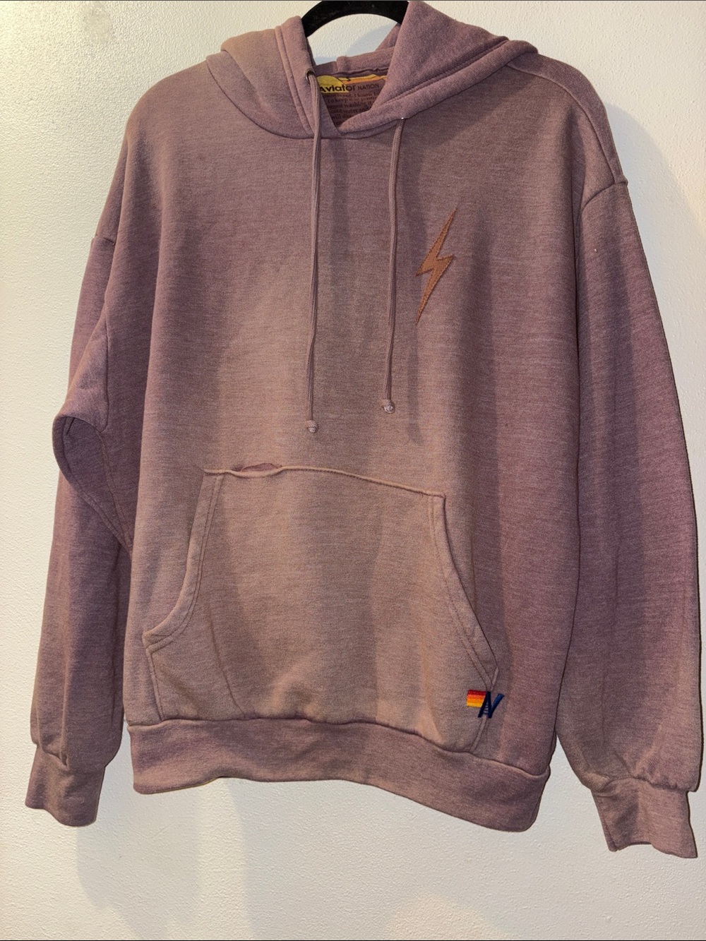 Aviator Nation Brown/ Mauve Pullover Hoddie with Callouts size Small